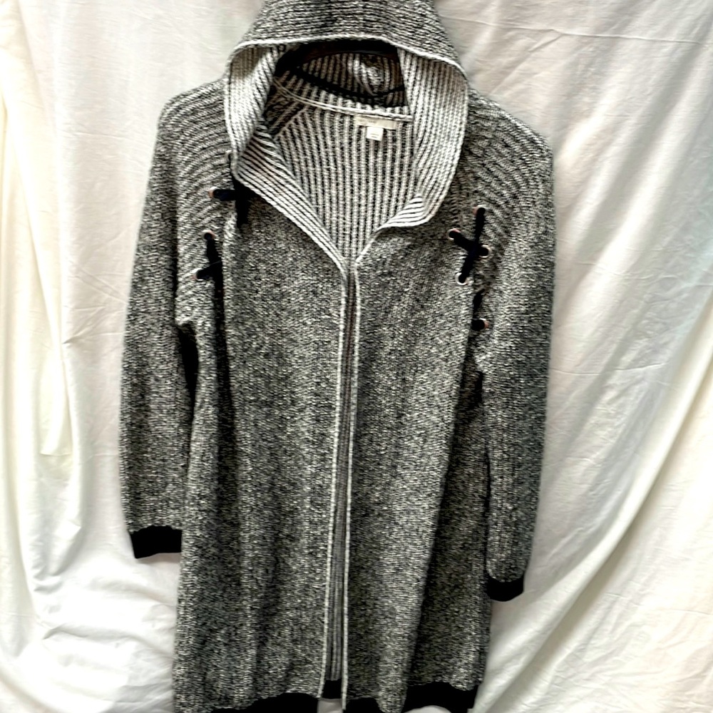 Crest 1846 hooded open front sweater jacket ladies sz L